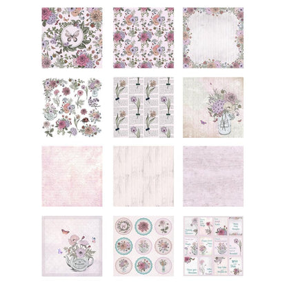 Botanical Garden Cardstock Pack 12" / Paquete de 12 Hojas de Cartulina Jardín Botánico Papel Little Birdie