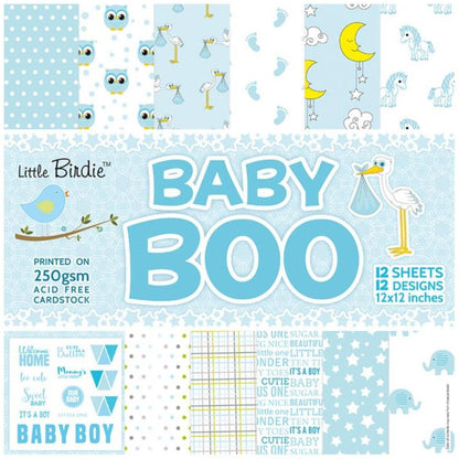 Baby Boy Cardstock Pack 12" / Paquete de 12 Hojas de Cartulina Bebé Niño Descontinuado Little Birdie
