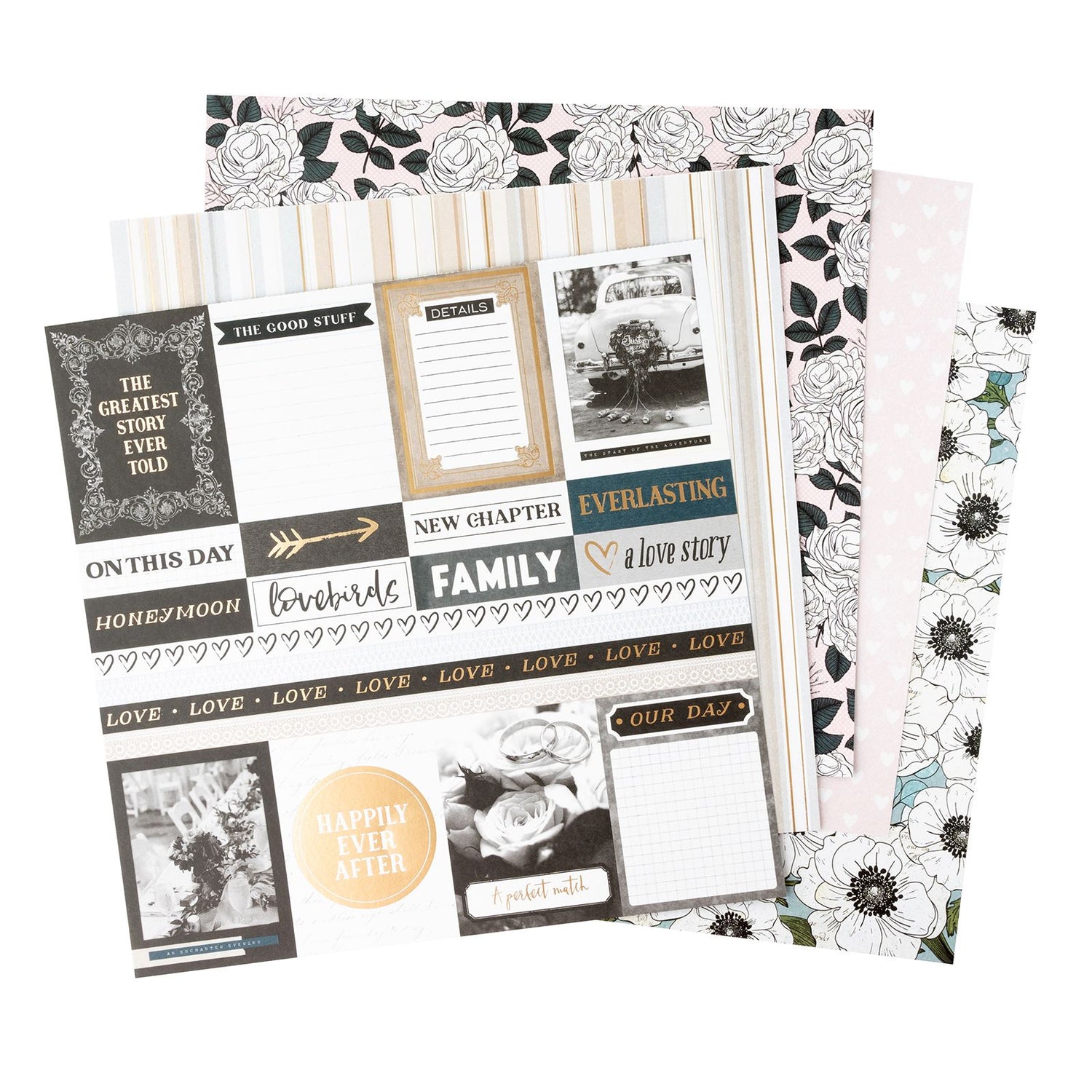 A Perfect Match Paper Pad 12" / Block de Cartulina Novios Papel American Crafts