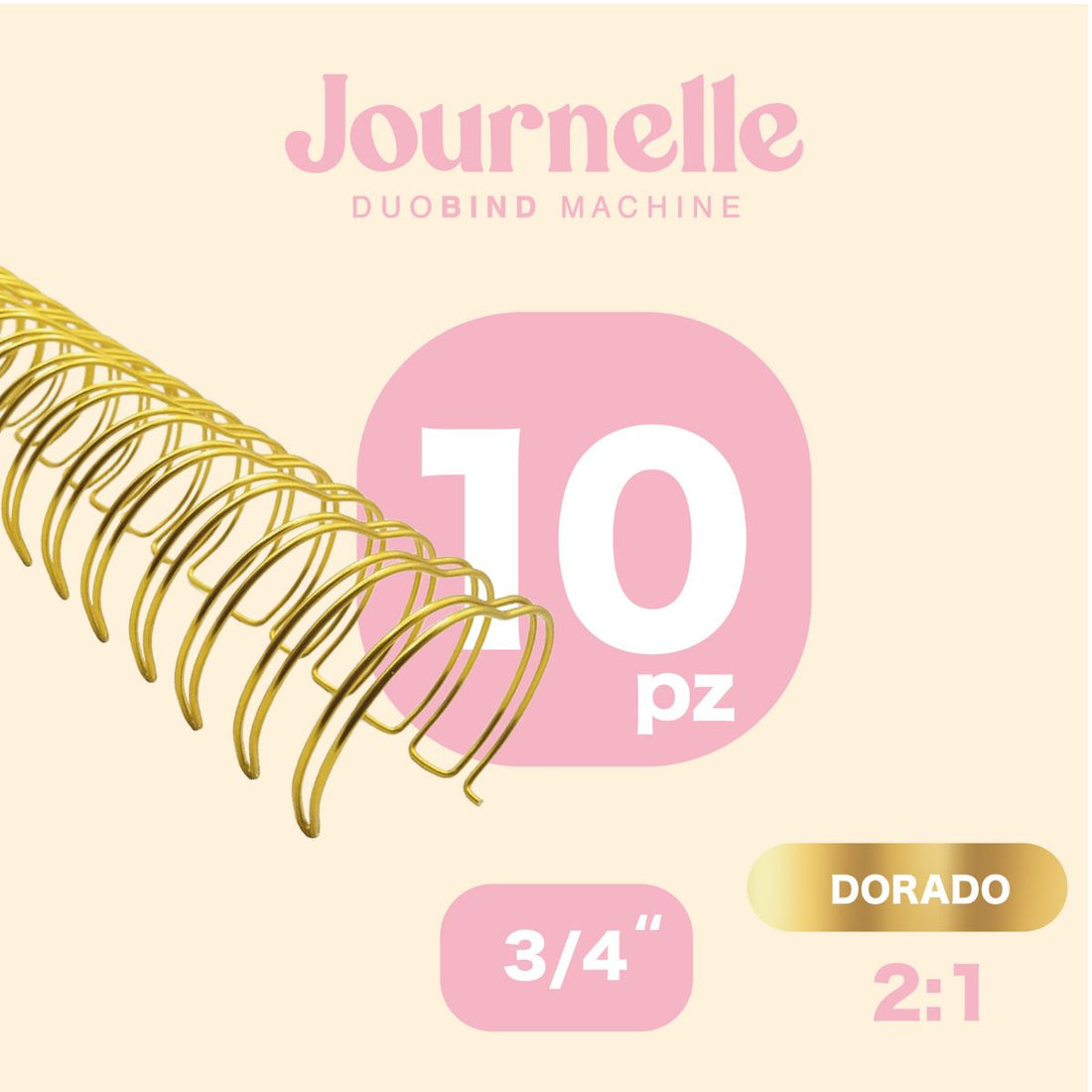 10 Espirales Metálicos Journelle Dorado Claro 3/4" Arillos para Engargolar Angie Guerra &amp; Hobbees