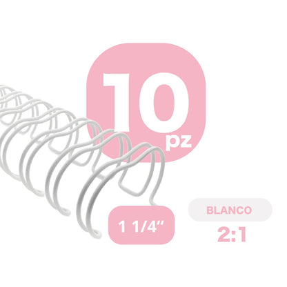 10 Espirales Metálicos Journelle Blancos 1 1/4” Arillos para Engargolar Angie Guerra &amp; Hobbees
