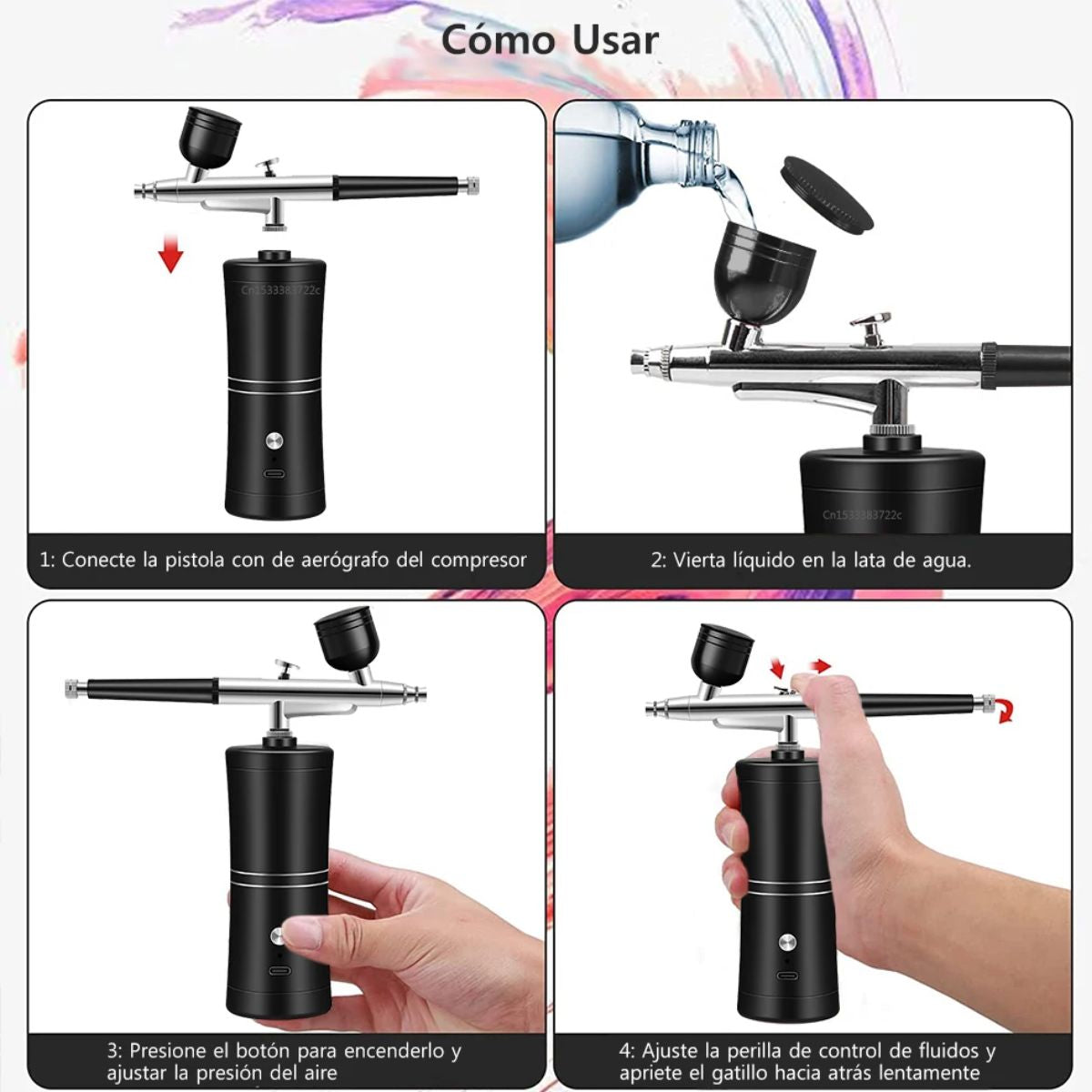 Aerógrafo Portátil Multiusos color Negro Máquinas Hobbees