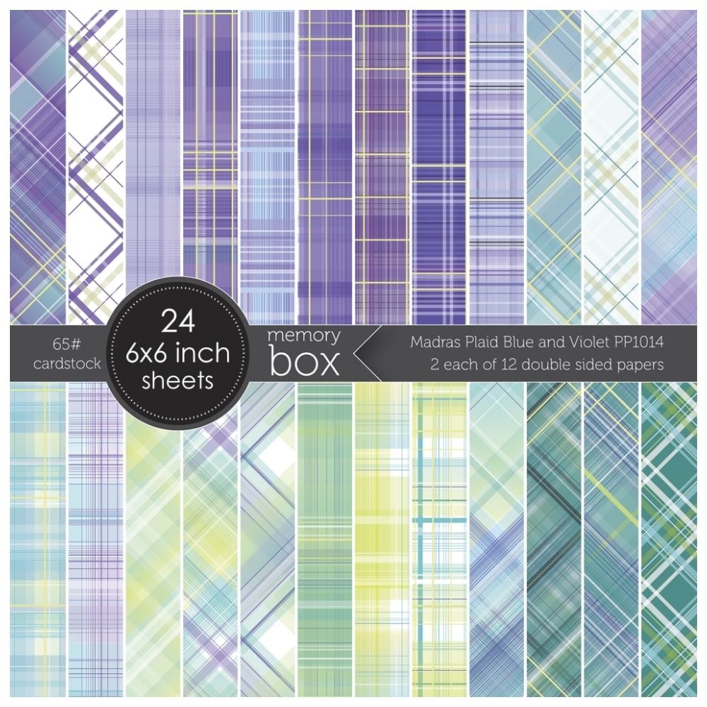 Madras Plaid Blue &amp; Violet 6" / Block de Cartulina Tartán Azul y Violeta Descontinuado Memory Box