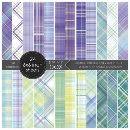 Madras Plaid Blue &amp; Violet 6" / Block de Cartulina Tartán Azul y Violeta Descontinuado Memory Box