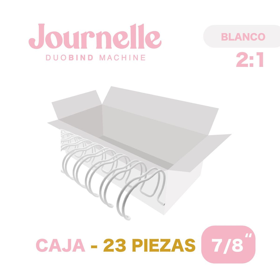 23 Espirales Metálicos Journelle Blancos 7/8” Arillos para Engargolar Angie Guerra &amp; Hobbees