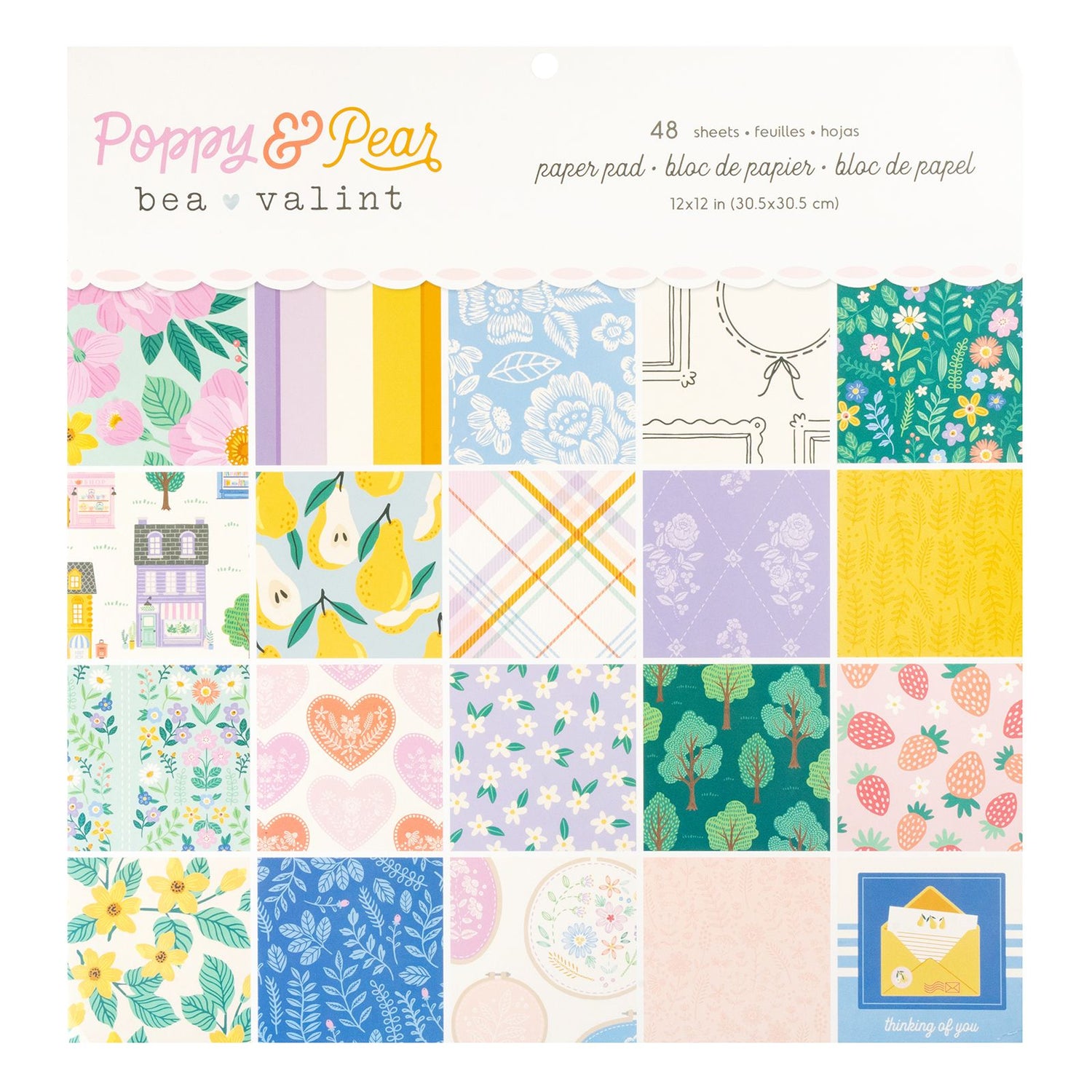 Poppy &amp; Pear Paper Pad 12" / Block de Papel Bea Valint Papel American Crafts