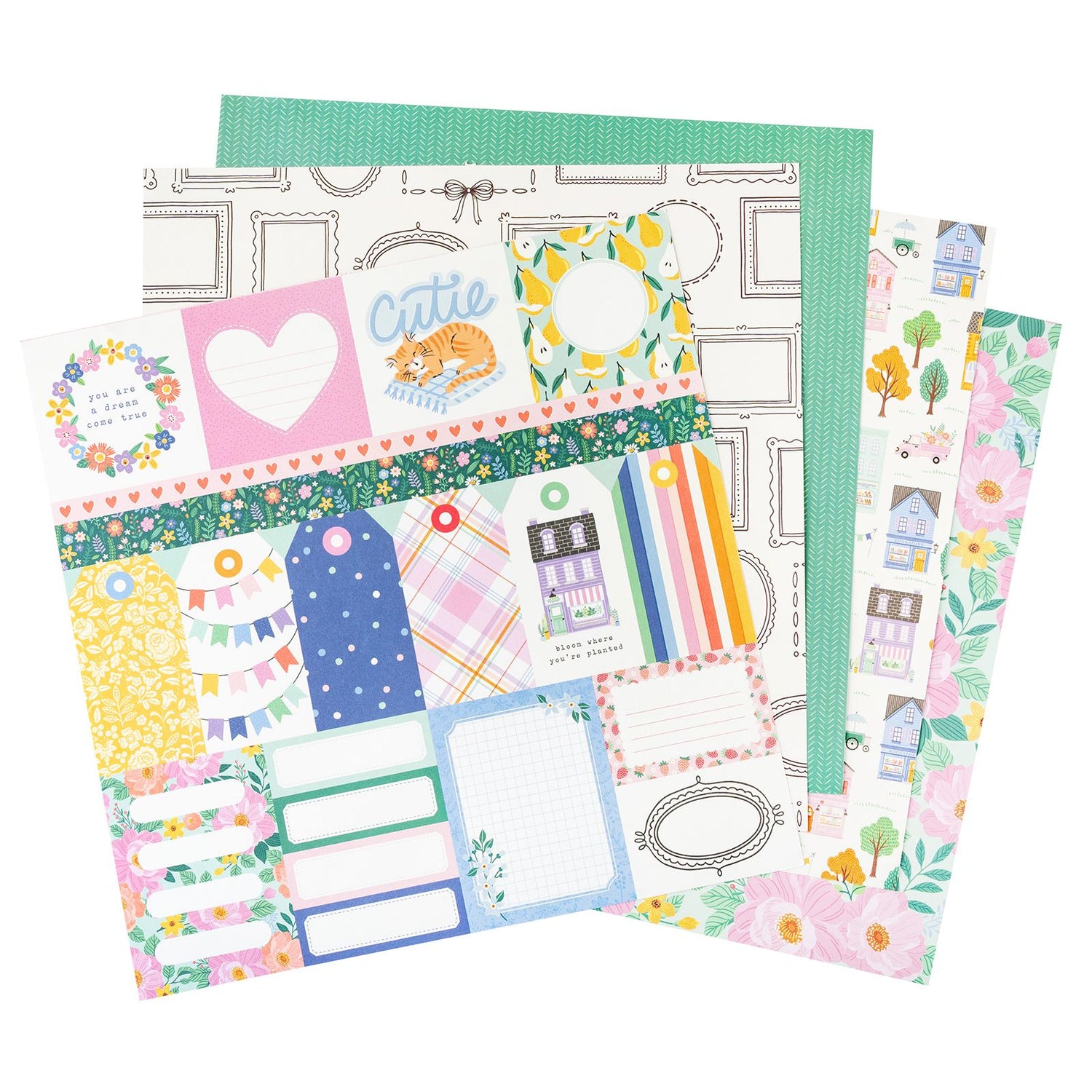 Poppy &amp; Pear Paper Pad 12" / Block de Papel Bea Valint Papel American Crafts