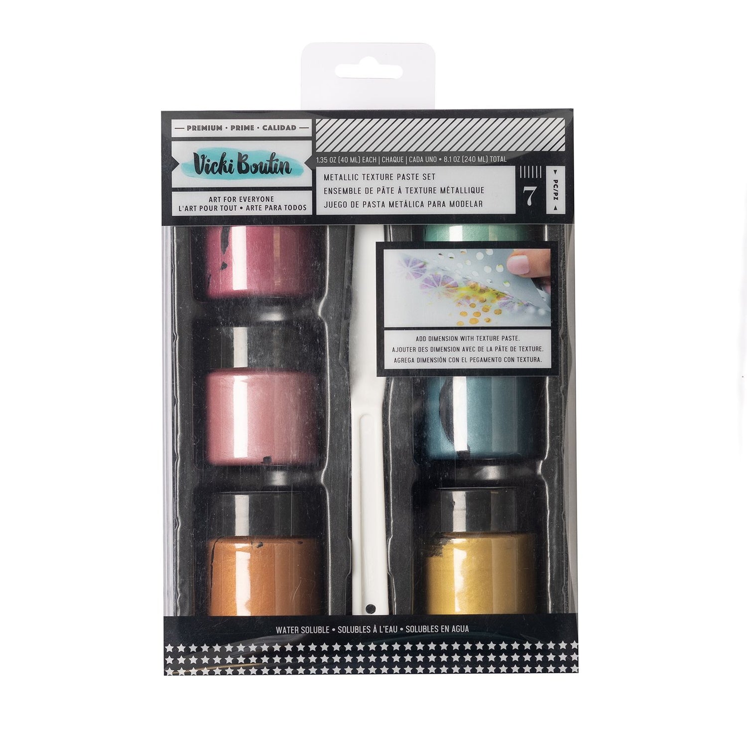 Metallic Texture Paste Set / Kit de Pasta Texturizadora Metálica Pastas Texturizadoras y Medios Mixtos Vicki Boutin