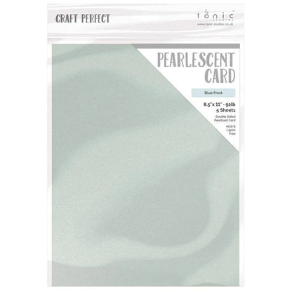 Pearlescent Cardstock Pearl Blue Frost / 5 Hojas de Cartulina Aperlada Azul Hielo PAPEL Tonic Studios