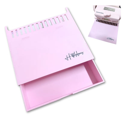 Base con Cajón y Guia para Alinear y Cerrar Arillos con The Cinch Color Rosa Encuadernacion Hobbees
