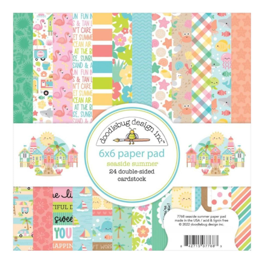 Double-Sided Paper Pad Seaside Summer 6" / Block de Papel Verano Junto al Mar Papel Doodlebug