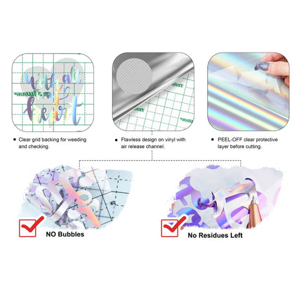 BF Holographic Rainbow Adhesive Vinyl Lilac / Vinil Adhesivo Libre de Burbujas Arcoíris Holográfico Lila Descontinuado Teckwrap