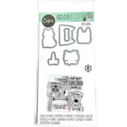 Framelits Die &amp; Stamps Set Nines Lives / Kit de Suajes y Sellos de Nueve Vidas Descontinuado Sizzix