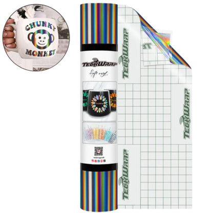 BF Holographic Rainbow Adhesive Vinyl Dark Grey / Vinil Adhesivo Libre de Burbujas Arcoíris Holográfico Gris Descontinuado Teckwrap