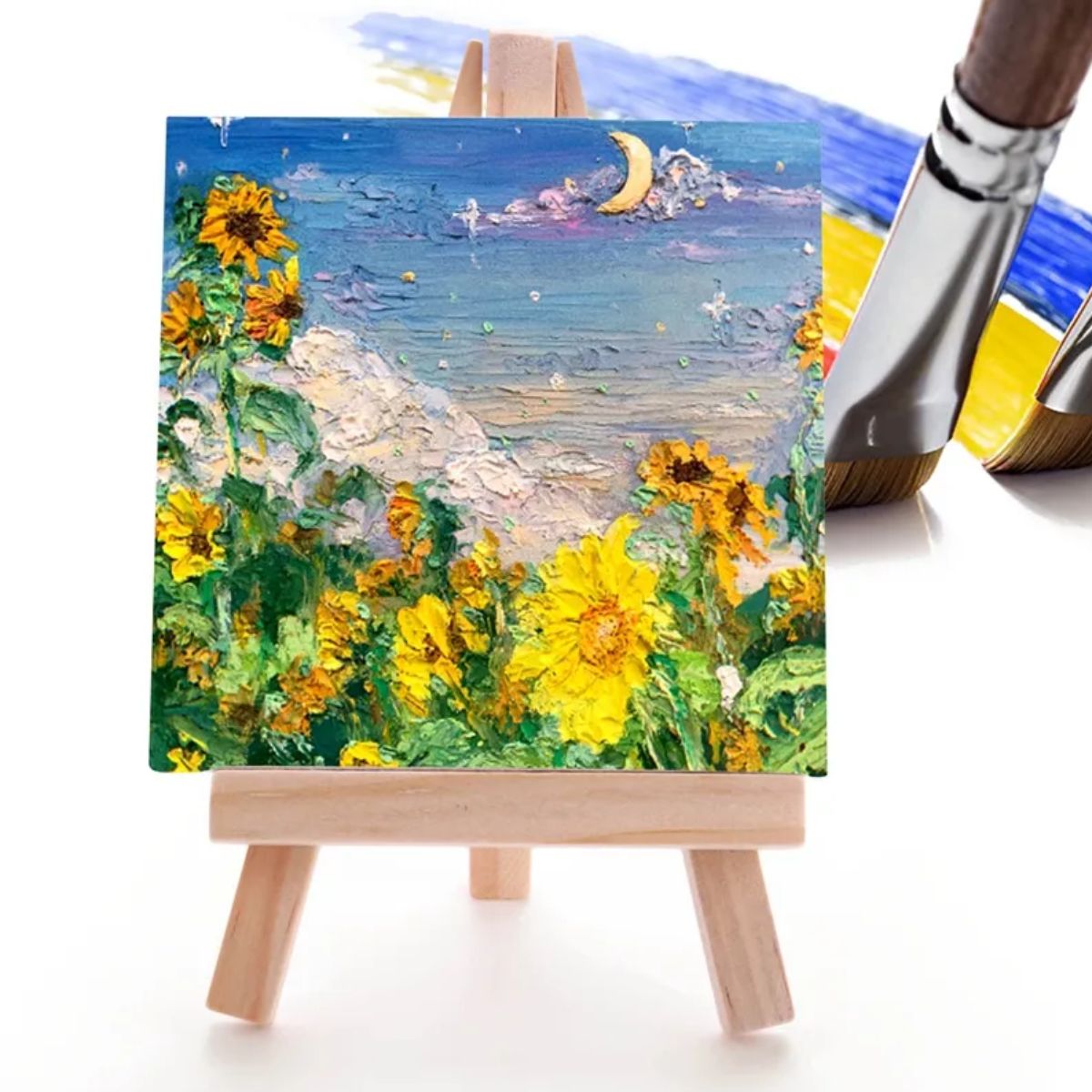 Wooden Mini Easel With Canvas 4.5" / 10 Mini Caballetes con Bastidor Lienzos Little Birdie