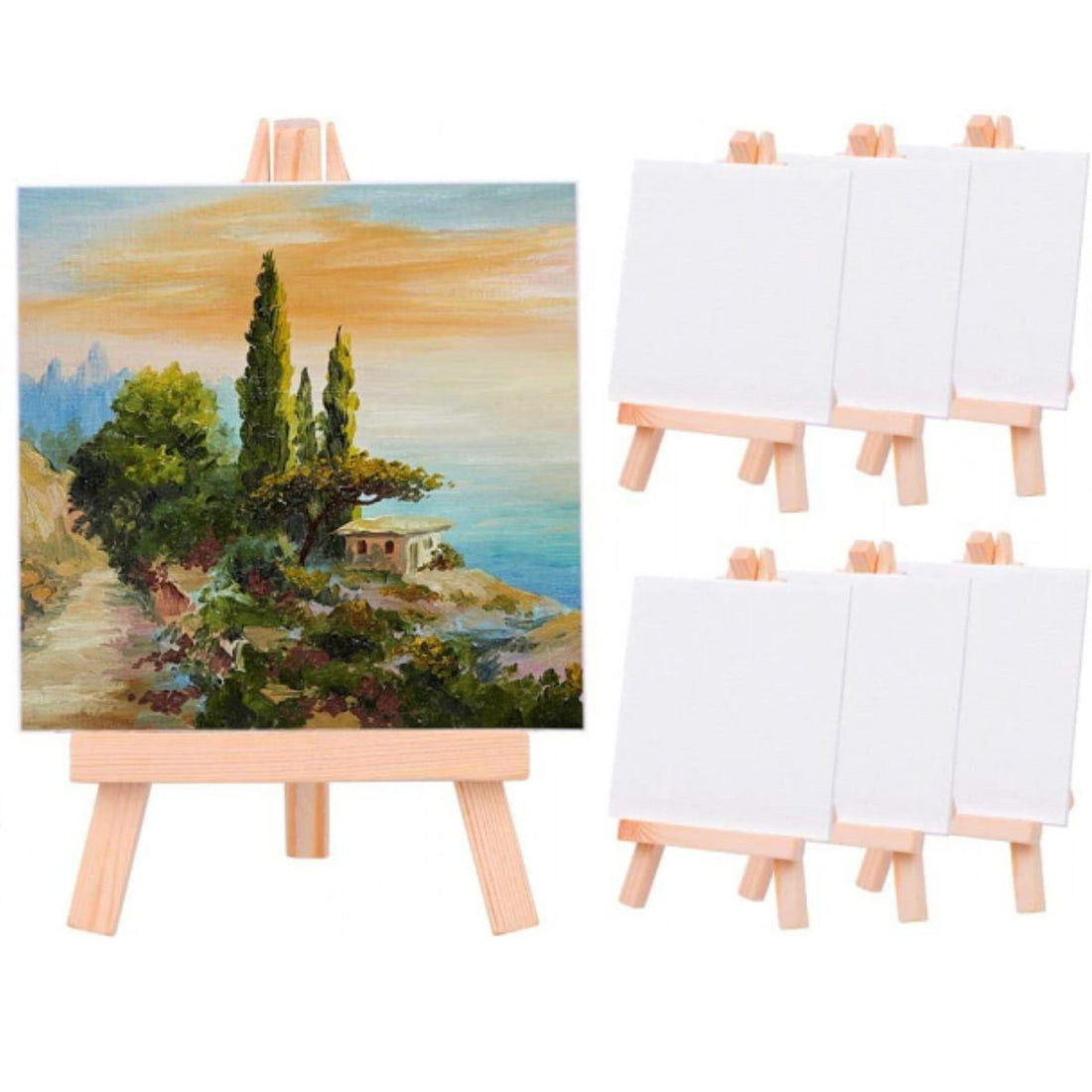 Wooden Mini Easel With Canvas 4.5" / 10 Mini Caballetes con Bastidor Lienzos Little Birdie
