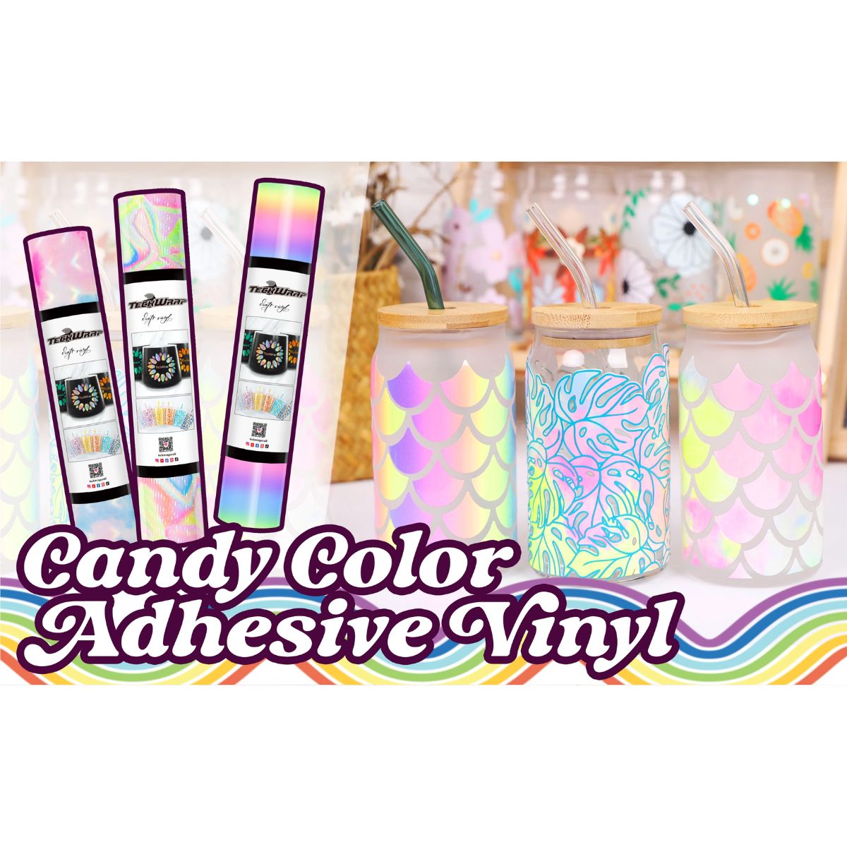 Rainbow Stripes Candy Color Craft Vinyl / Vinil Arcoiris Pastel Viniles Teckwrap