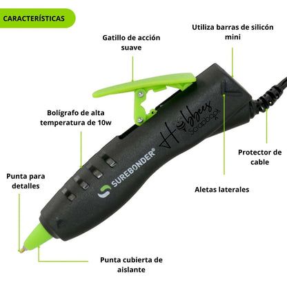 Mini 10 Watt Glue Pen / Pistola de Silicón Tipo Bolígrafo Adhesivos / Pegamentos SureBonder
