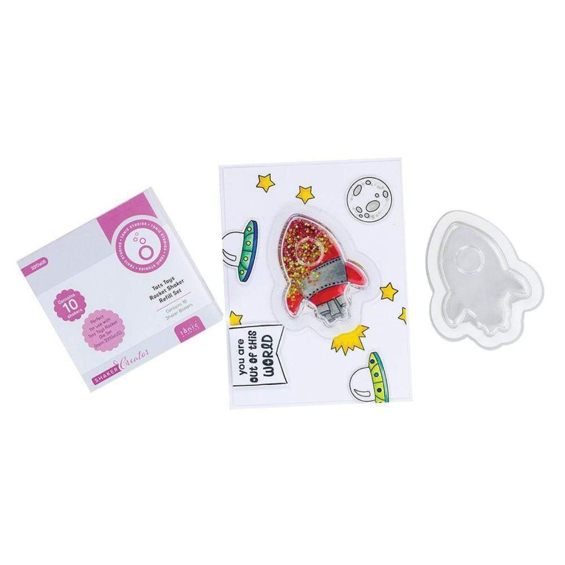 Shaker Domes Rocket / 10 Blisters o Domos con Forma de Cohete Adornos / Embellishments Tonic Studios