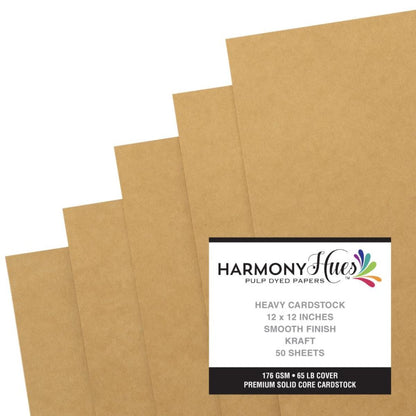 Kraft Cardstock 12" / 50 Hojas Cartulina Premium Kraft Lisa 30.5 cm Papel Harmony Paper