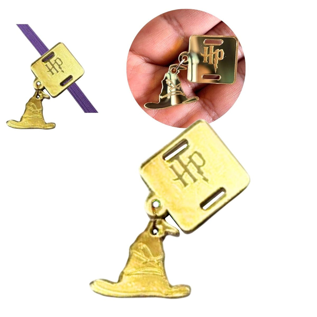 Dije de Acrílico para Encuadernación Dorado Harry Potter Encuadernacion Hobbees