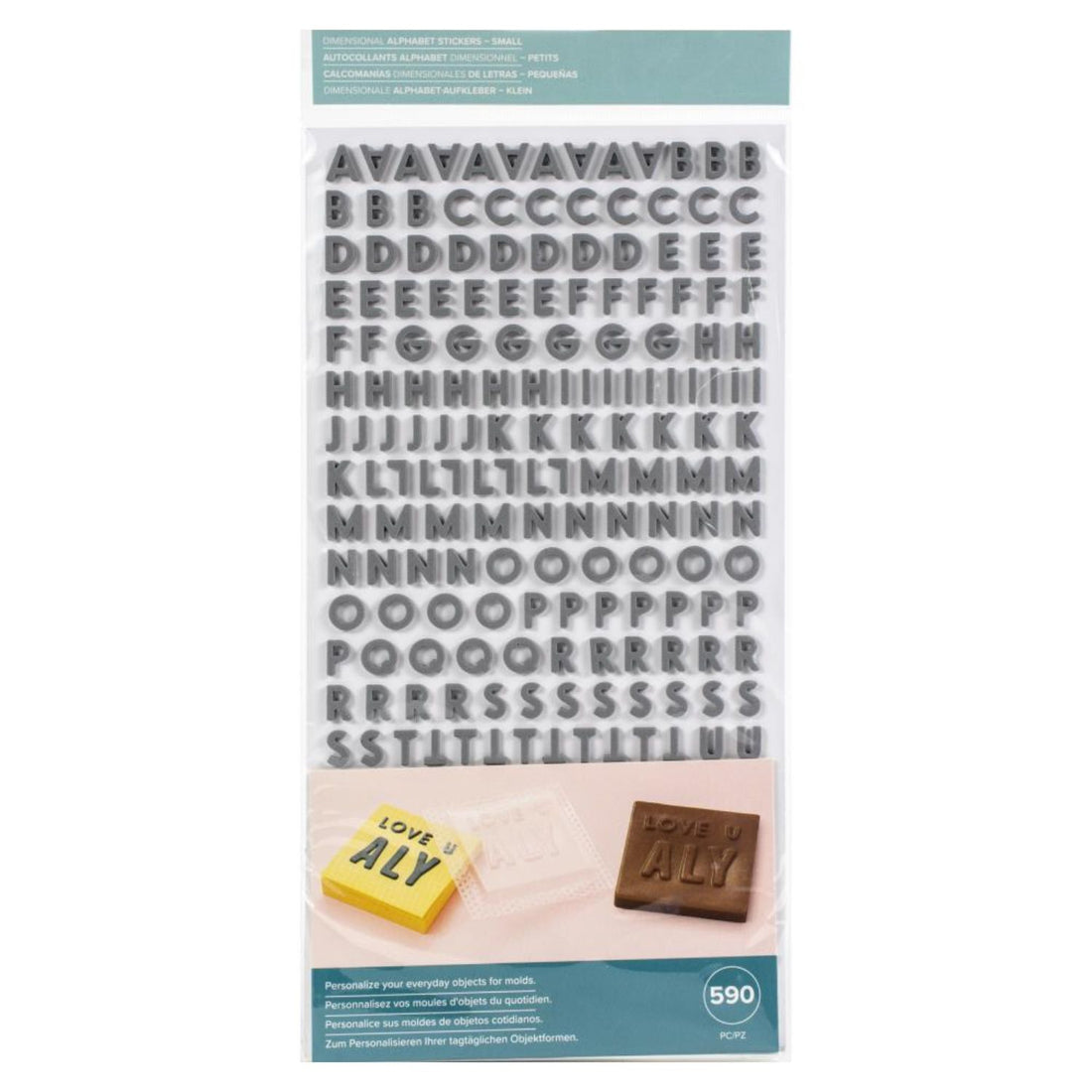 Mold Press Alphabet Stickers / Estampas de Alfabeto 3D Minúsculas Estampas We R Memory Keepers