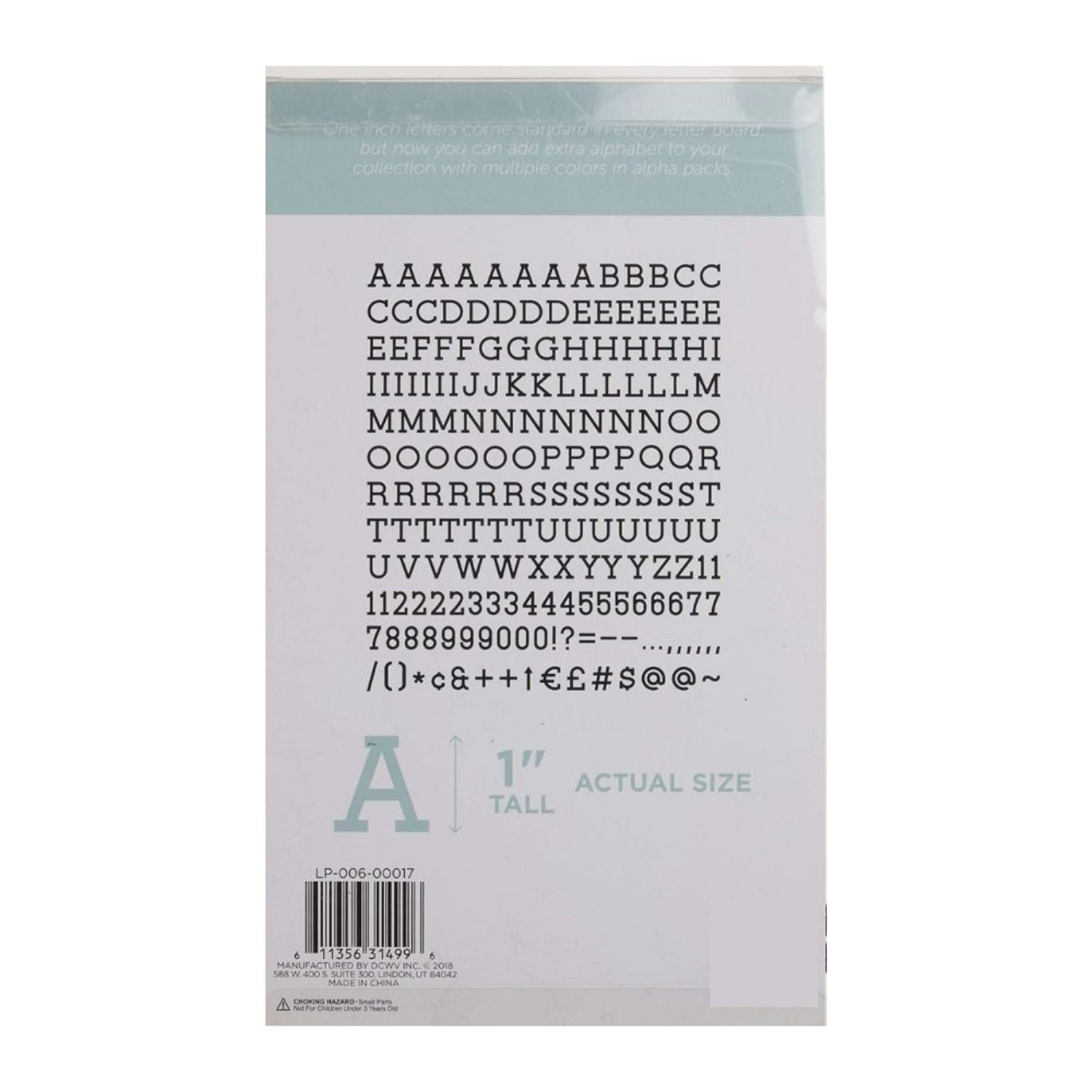 Black 1" Letters / Letras Negras Para Tablero Accesorios DCWV