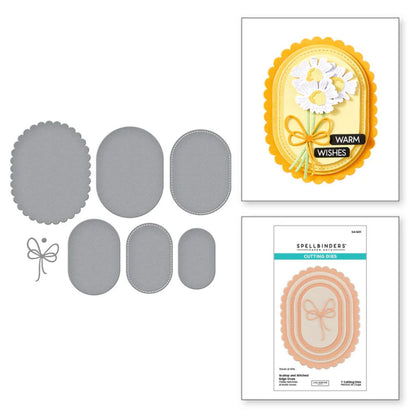 Scallop and Stitched Edge Oval Cutting Dies / Suajes Grabados Óvalos Bordes Cosidos Festoneados Dados de Corte / Suajes / Troqueles Spellbinders