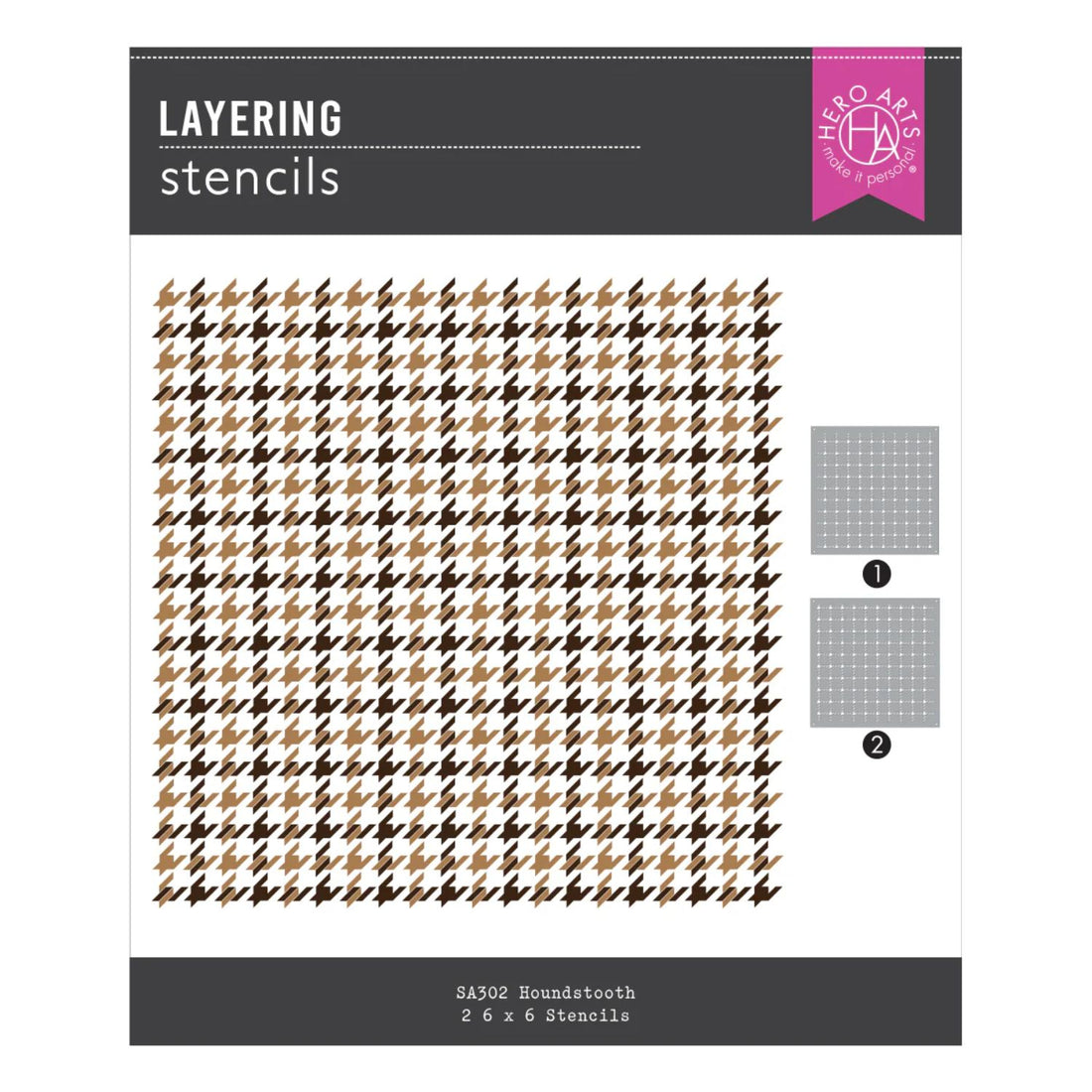 Houndstooth Layering Stencils / Esténcil Capas Patas De Gallo Esténciles / Plantillas Hero Arts