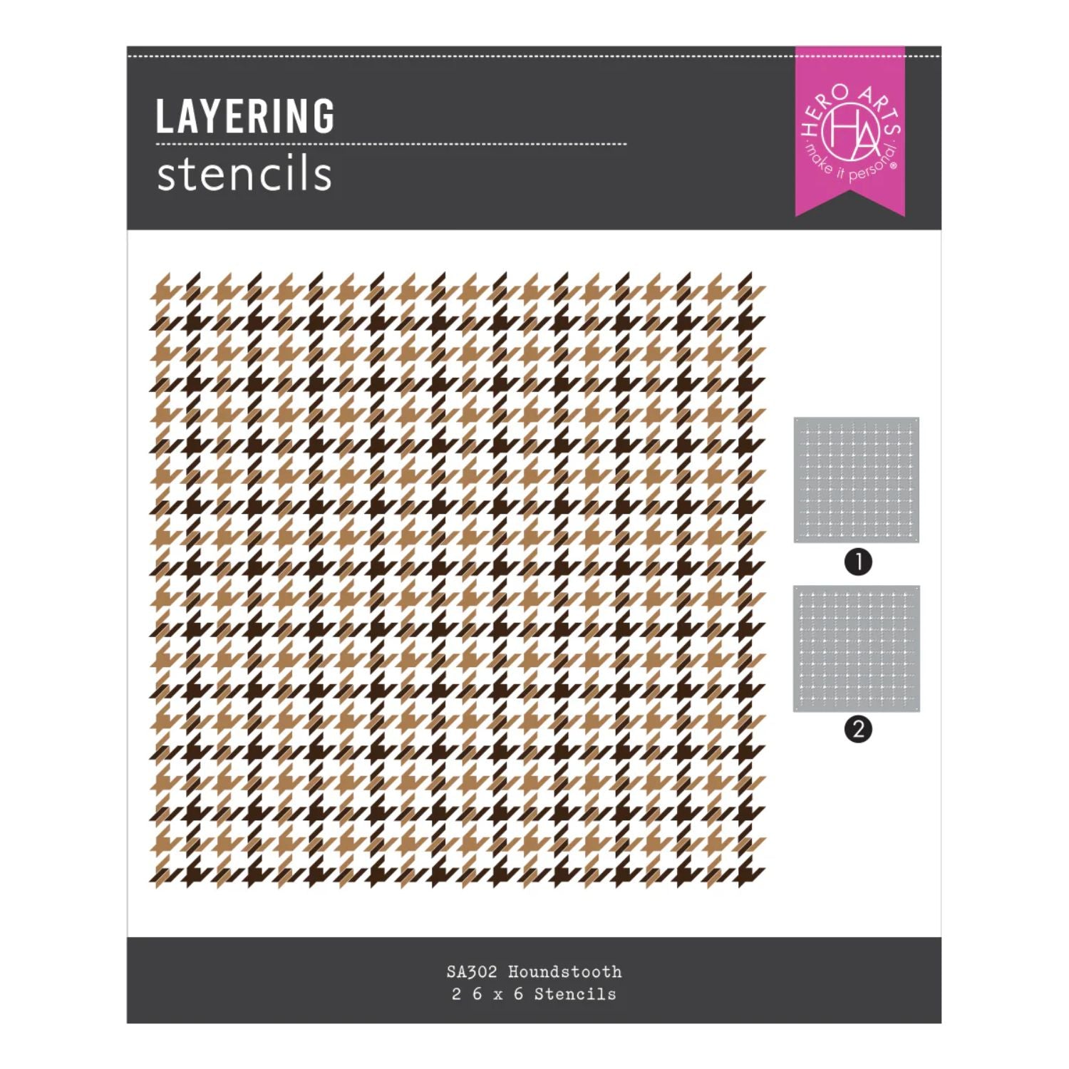 Houndstooth Layering Stencils / Esténcil Capas Patas De Gallo Esténciles / Plantillas Hero Arts