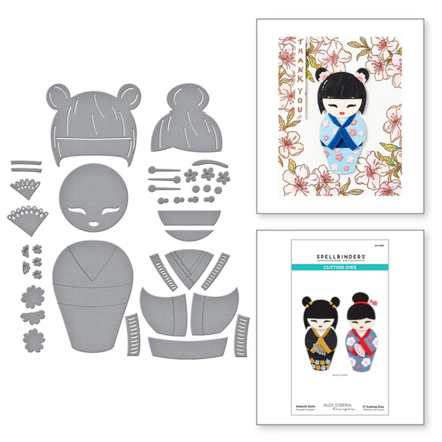 Kokeshi Dolls Cutting Dies / Suajes De Corte Muñecas Kokeshi Accesorios para Suajadoras Spellbinders