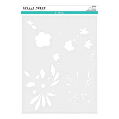 Hello Blooms Stencil / Stencil Plantilla Hola Flores Esténciles / Plantillas Spellbinders