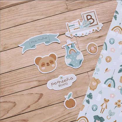 Baby Bloom Colection Chipboard Cuts / Recortes Aglomerado Niño Descontinuado Mintopía