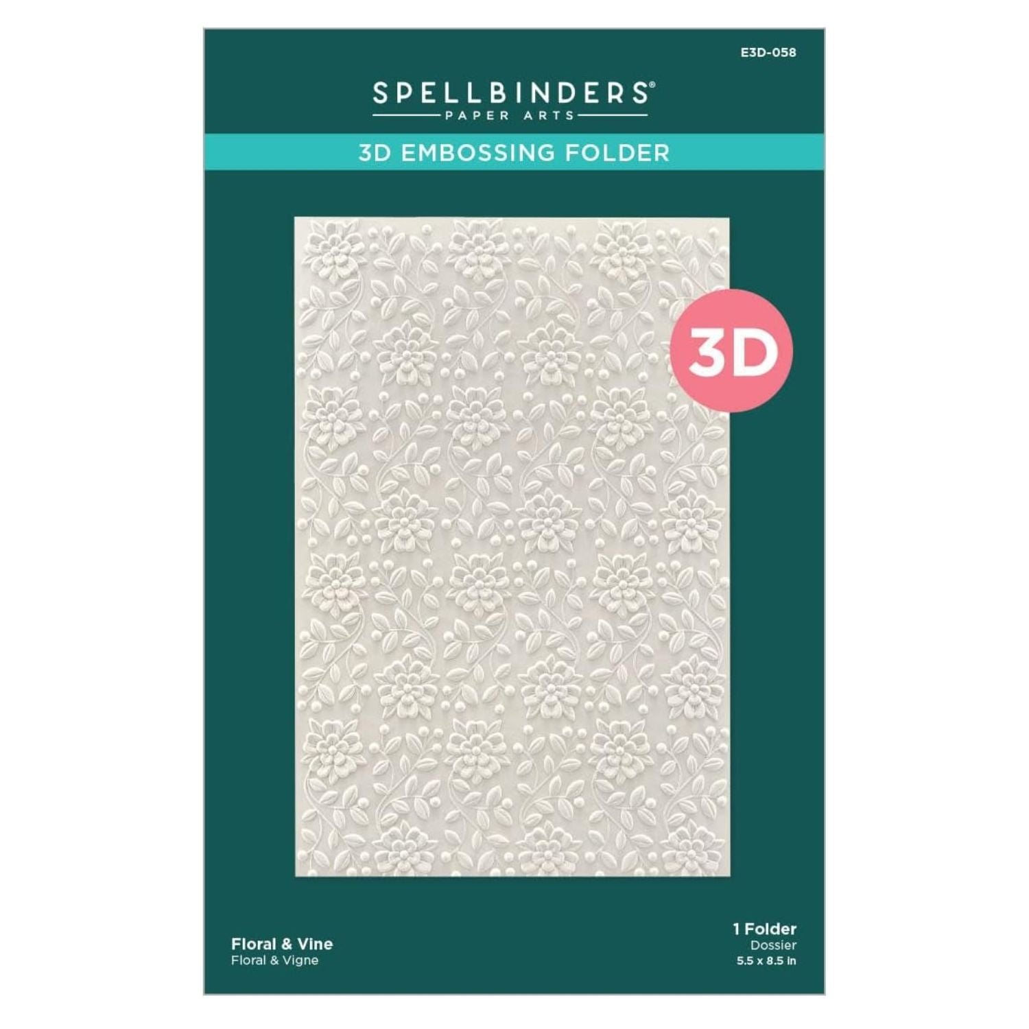 3D Textured Impressions Floral &amp; Vine / Folder De Grabado 3D Floral &amp; Vine Folders de Grabado Spellbinders