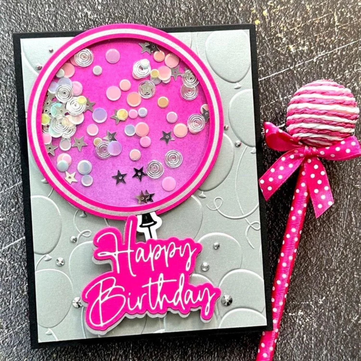 Glimmer Giant Party Balloon Hot Foil Plate &amp; Die Set / Suaje Globo Gigante Fiesta Corte Dados de Corte / Suajes / Troqueles Spellbinders