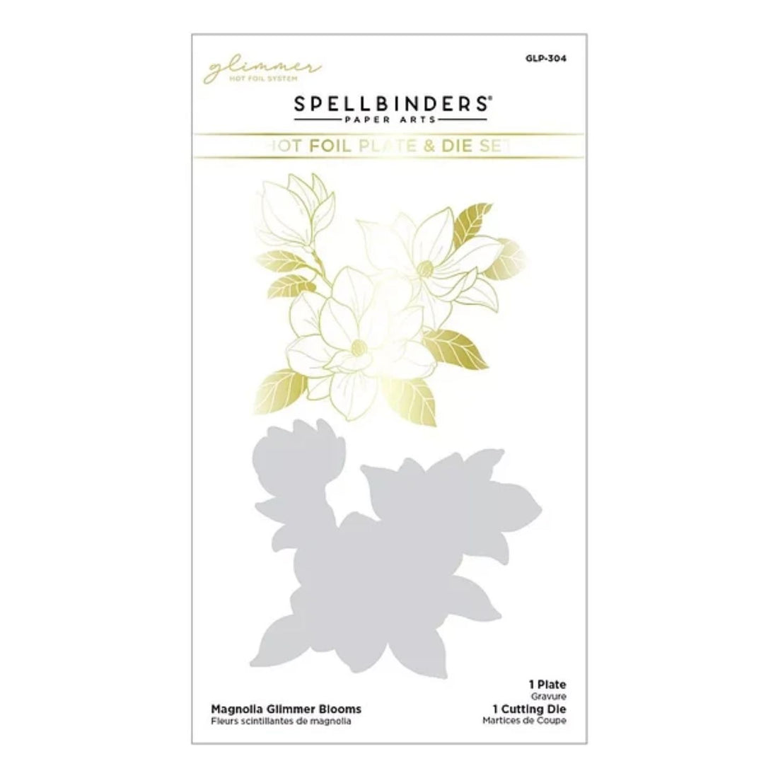 Magnolia Glimmer Blooms Hot Foil Plate &amp; Die Set / Suaje Flores Magnolia Corte Dados de Corte / Suajes / Troqueles Spellbinders