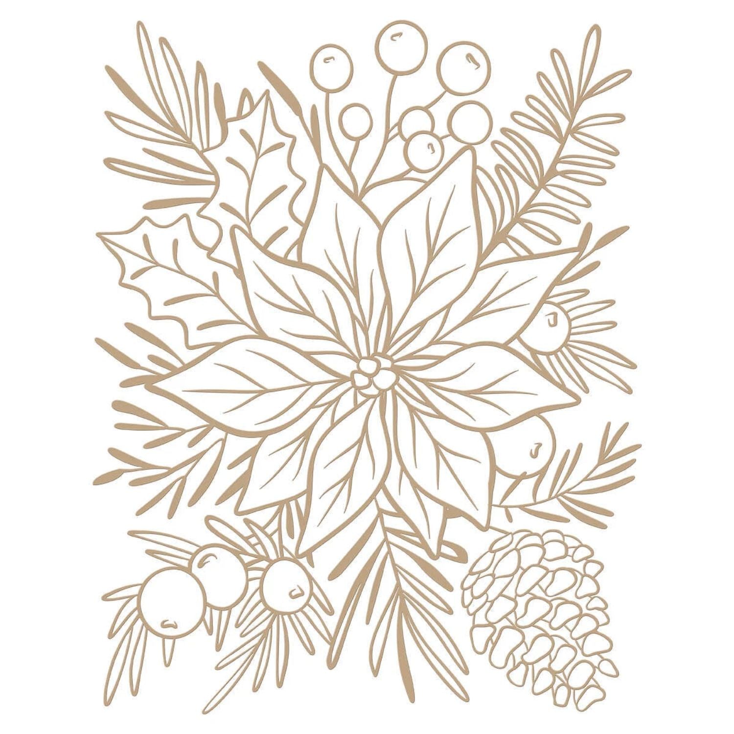 Full Bloom Poinsettia Hot Foil Plate &amp; Stencil Bundle / Suaje Plantillas Nochebuena Corte Dados de Corte / Suajes / Troqueles Spellbinders