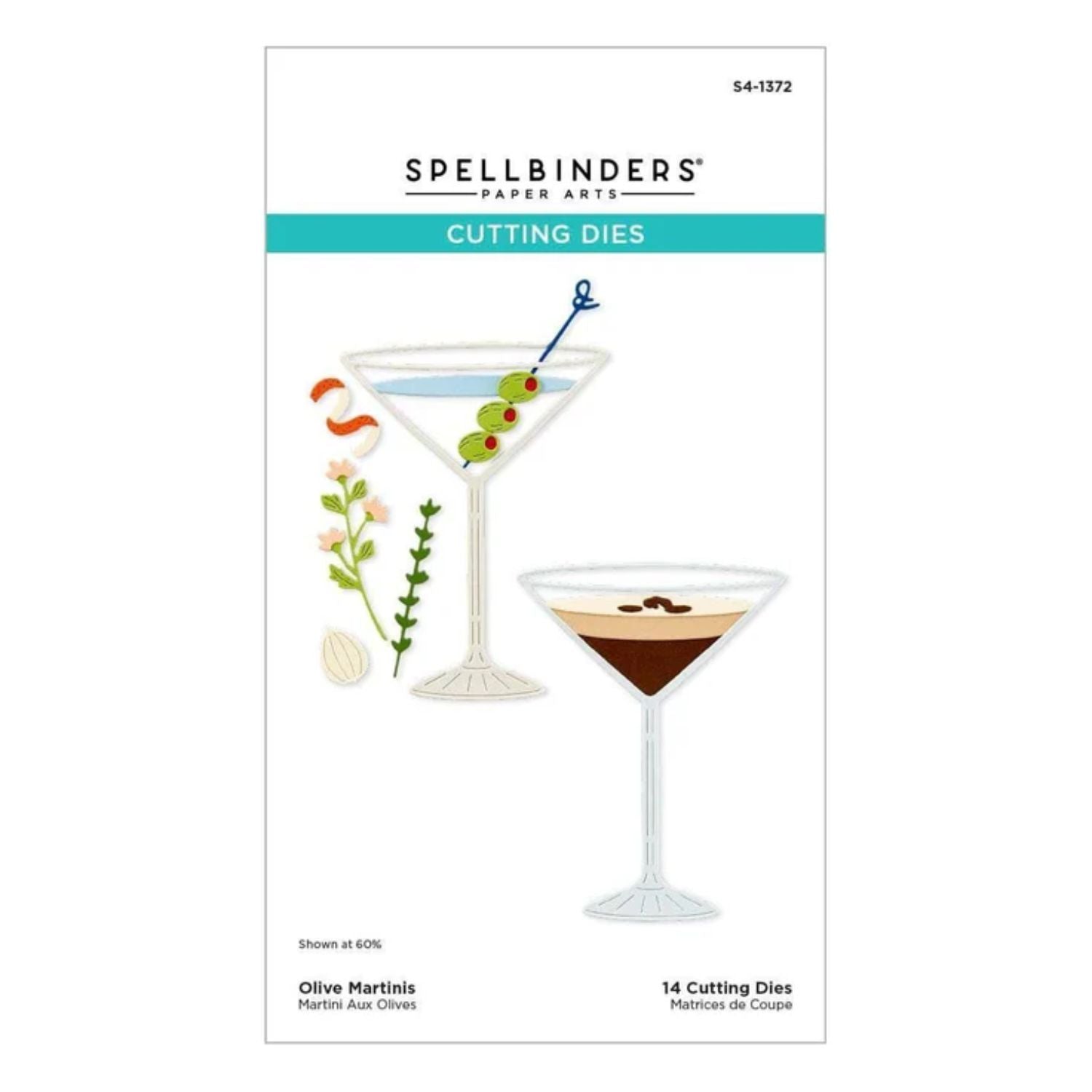Olive Martinis Etched Dies Happy Hour / Suaje Grabado Martinis Hora Feliz Dados de Corte / Suajes / Troqueles Spellbinders