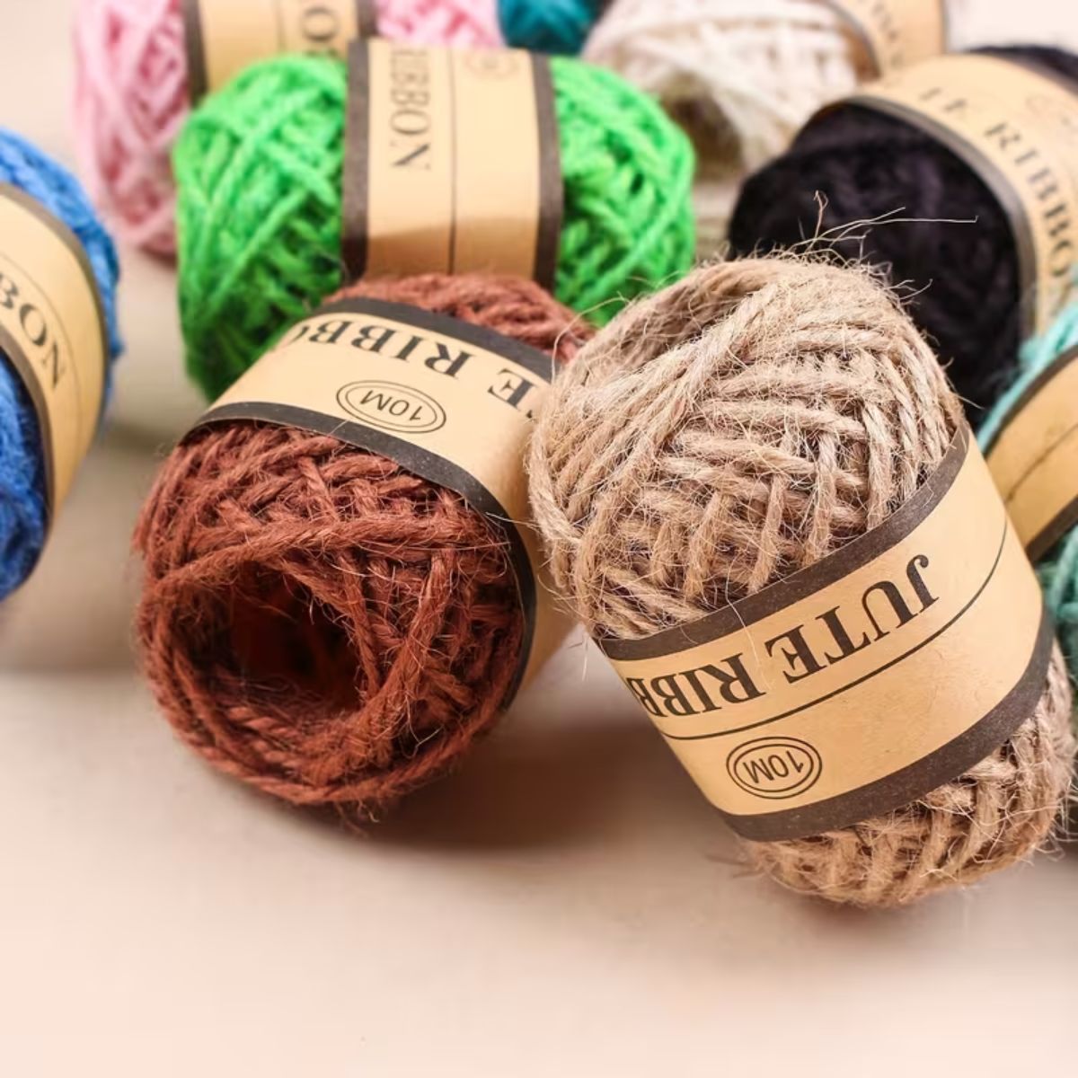 12 Rollos de Cuerda de Yute de Colores para Manualidades Listones e Hilos Hobbees