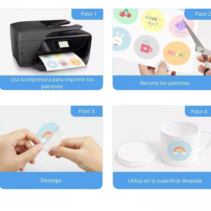 5 Hojas de Vinil Adhesivo Imprimible Semi-transparente Brillante Viniles Hobbees