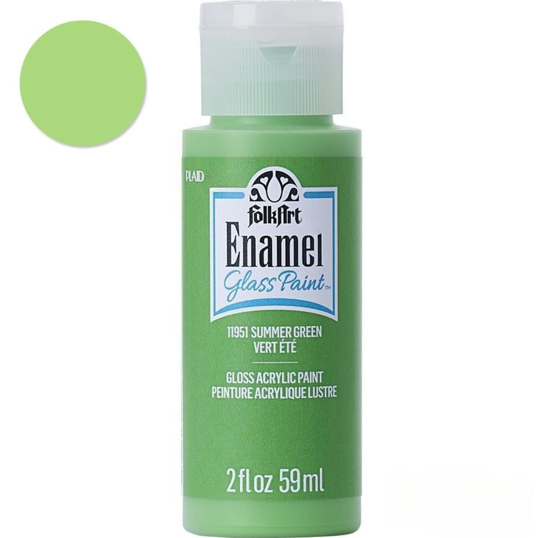 Enamel Paint Summer Green / Pintura Acrílica de Esmalte Verde Esmaltes Folk Art