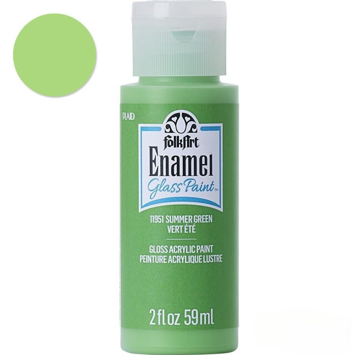 Enamel Paint Summer Green / Pintura Acrílica de Esmalte Verde Esmaltes Folk Art