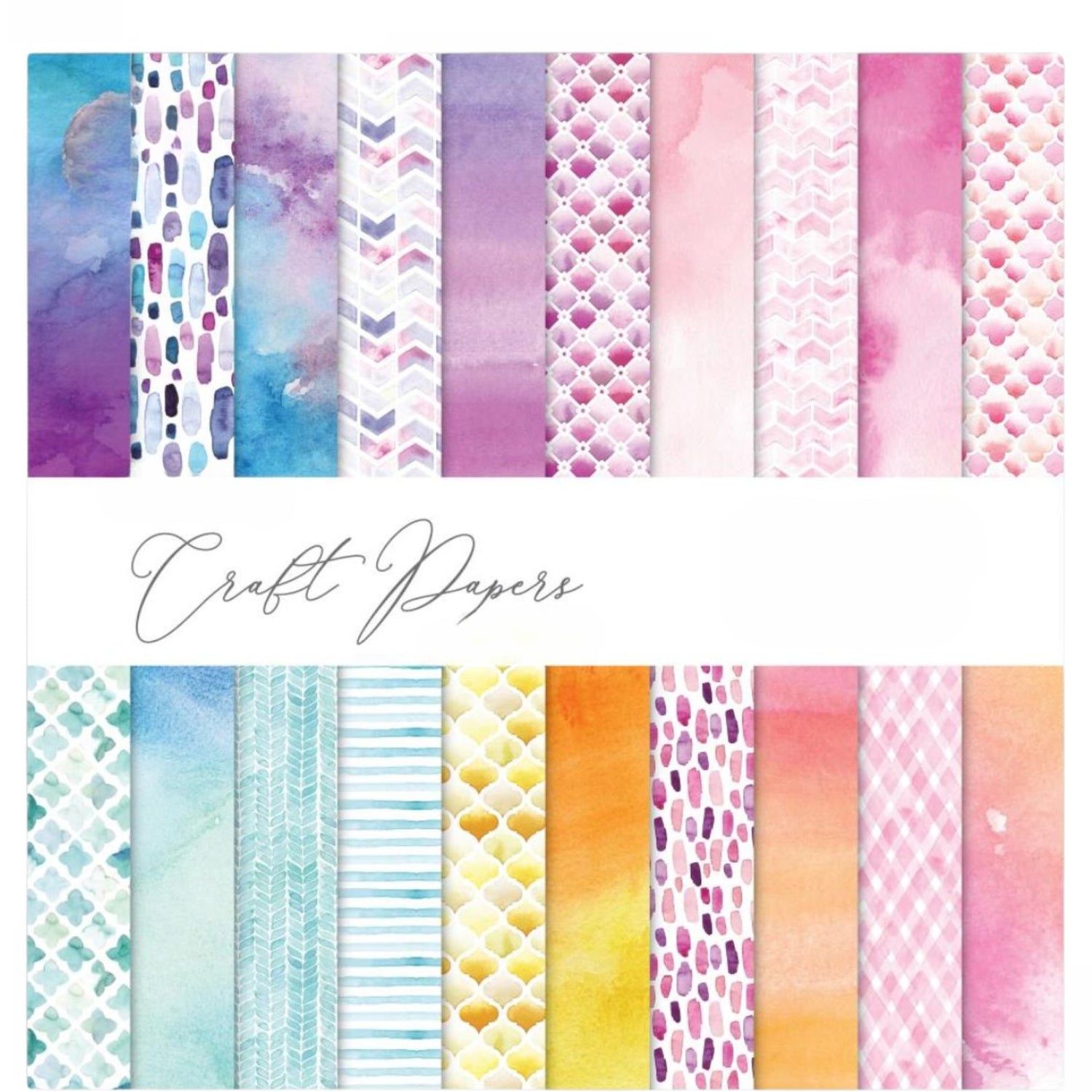 Watercolours Paper Pack / Block Papel Doble Cara Acuarelas 12" Papel Craft Consortium