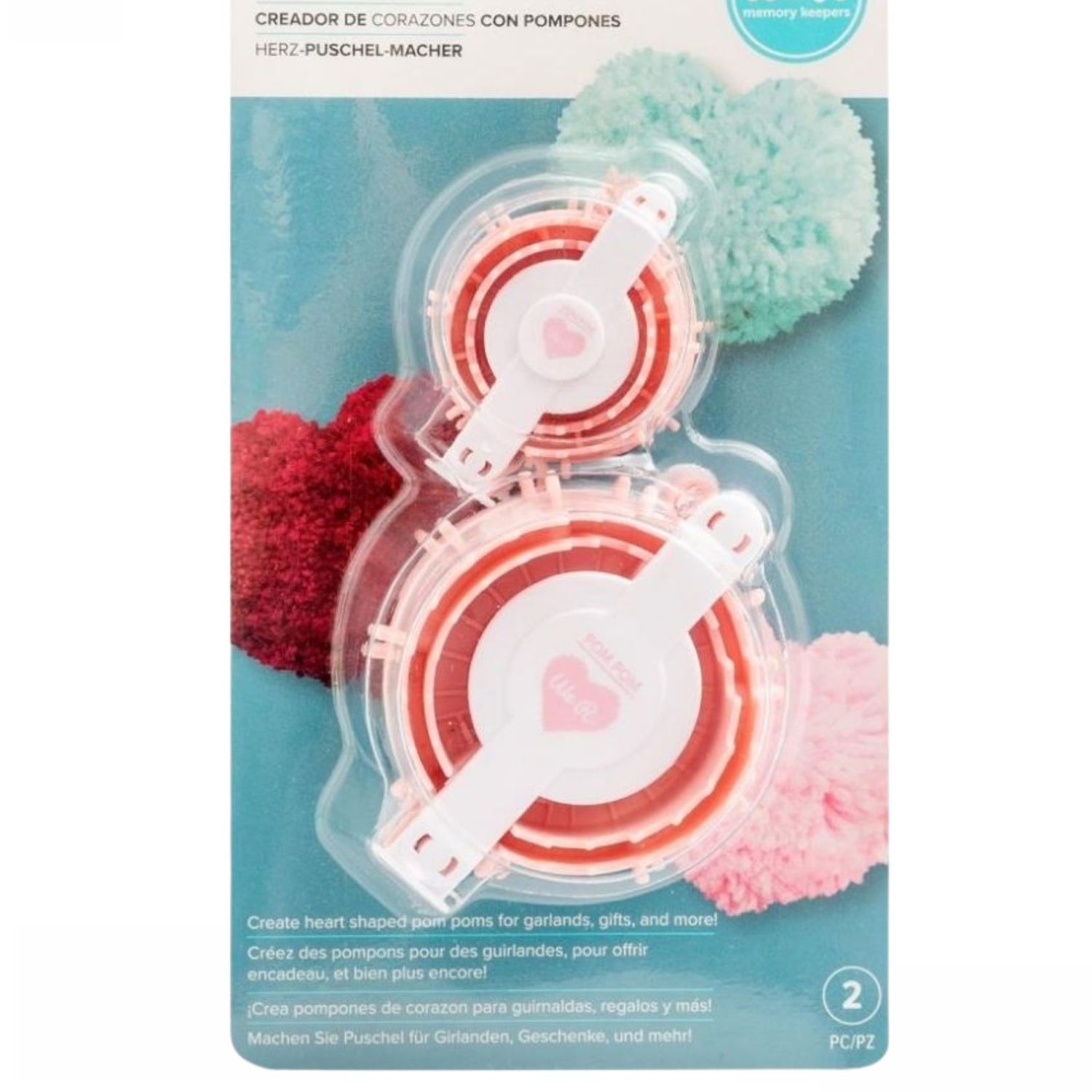 Heart Pom Pom Makers / Herramienta Para Crear Pompones Descontinuado We R Memory Keepers