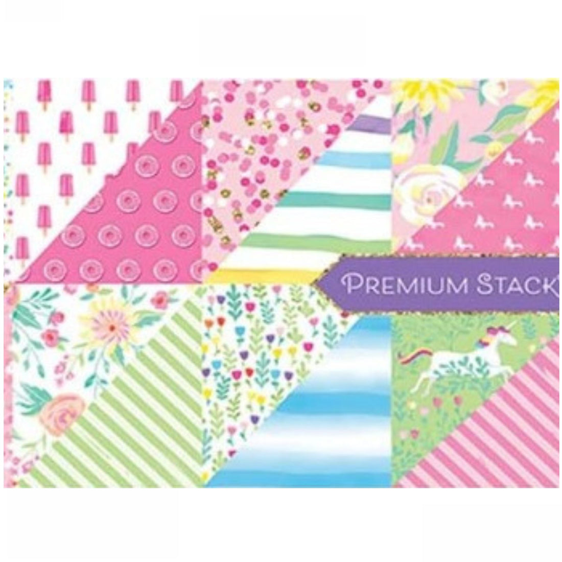 Unicorns &amp; Rainbows Gold Glitter Paper 12" / Block de Papel Doble Cara Unicornios y Arcoirirs Papel DCWV