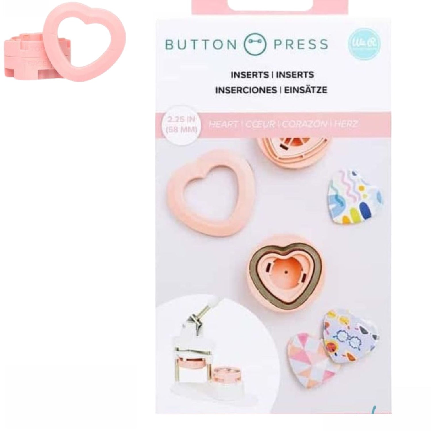 Button Press Inserts Heart / Inserto de Corazón Button Press Accesorios para Suajadoras We R Memory Keepers