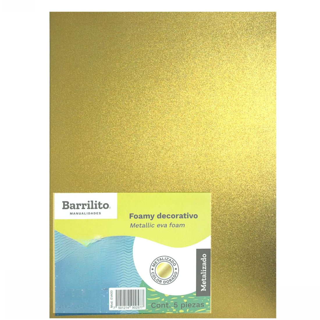 Hojas de Foamy Metalizado Dorado Papel Barrilito
