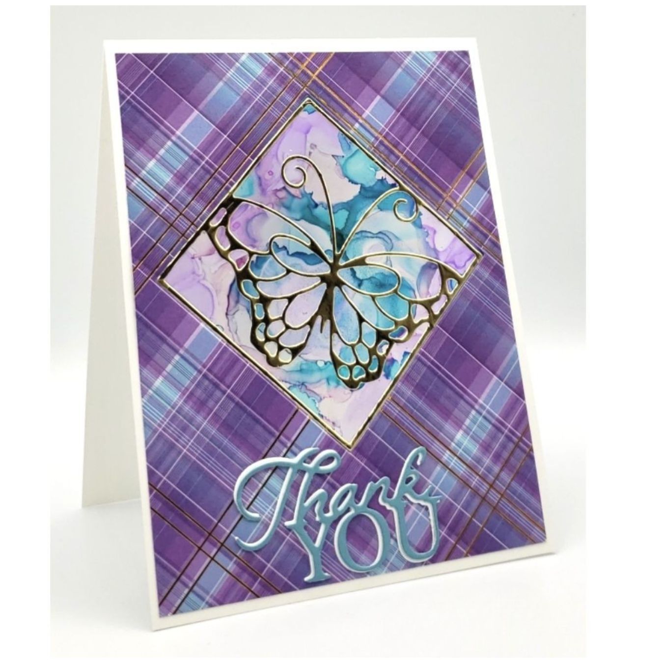 Madras Plaid Blue &amp; Violet 6" / Block de Cartulina Tartán Azul y Violeta Descontinuado Memory Box