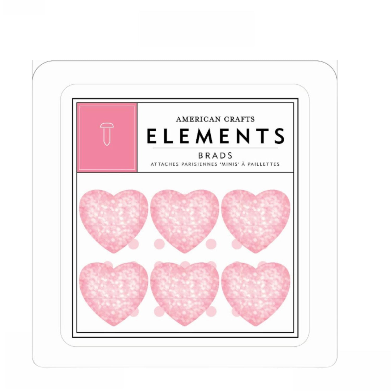 Hearts Glitter Brads / Chinches de Corazones Brillantes Adornos / Embellishments American Crafts