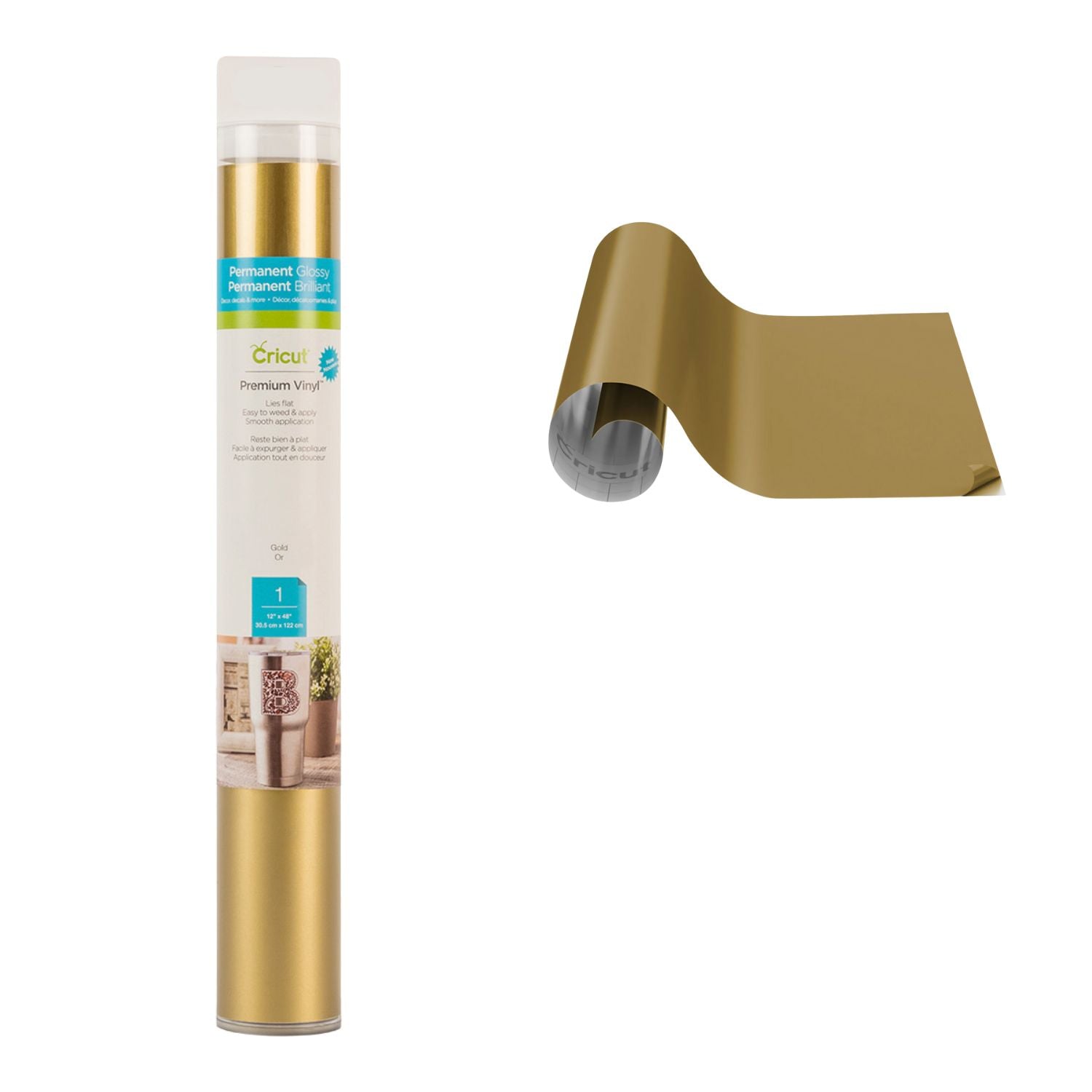 Premium Vinyl Gold 12 x 48" / Rollo de Vinil Permanente Oro Viniles Cricut